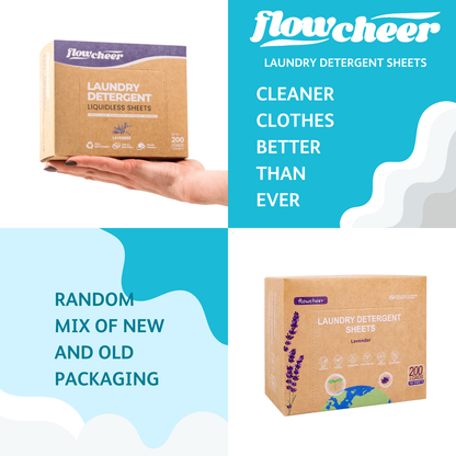 Flowcheer Eco Friendly Laundry Detergent Sheets - 200 Counts - Lavender