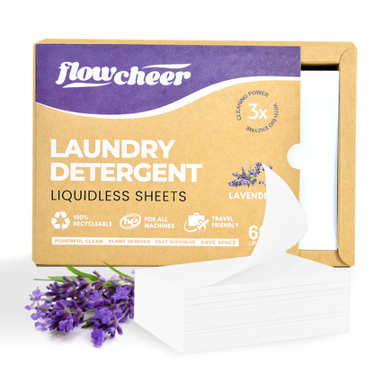Eco Friendly Laundry Detergent Sheets - 60 Sheets up to 120 Loads, Powerful Plant-Based Enzymes, Clean Strips for HE Machine, Lavender