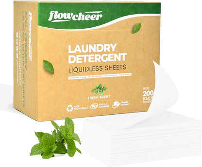 Flowcheer Eco Friendly Laundry Detergent Sheets - 100 sheets - Fresh Scent