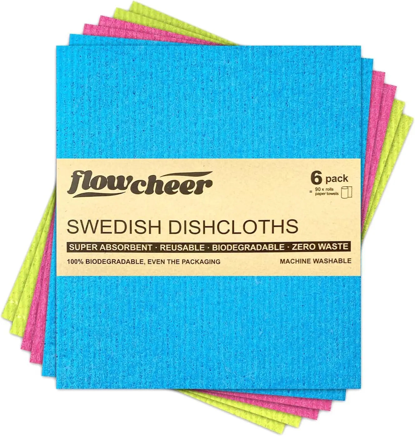 Swedish Dish Cloths - 10 Pack Reusable, Absorbent Hand Towels For