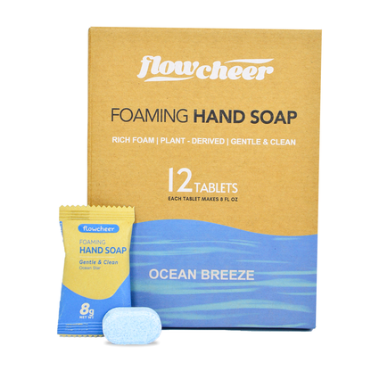 Flowcheer eco-friendly plastic-free Foaming Hand Soap Refill 12 Tablets - Ocean Star Fragrance - Flowcheer